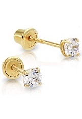 gorgeous mini swarovski round cz screw back earrings for babies